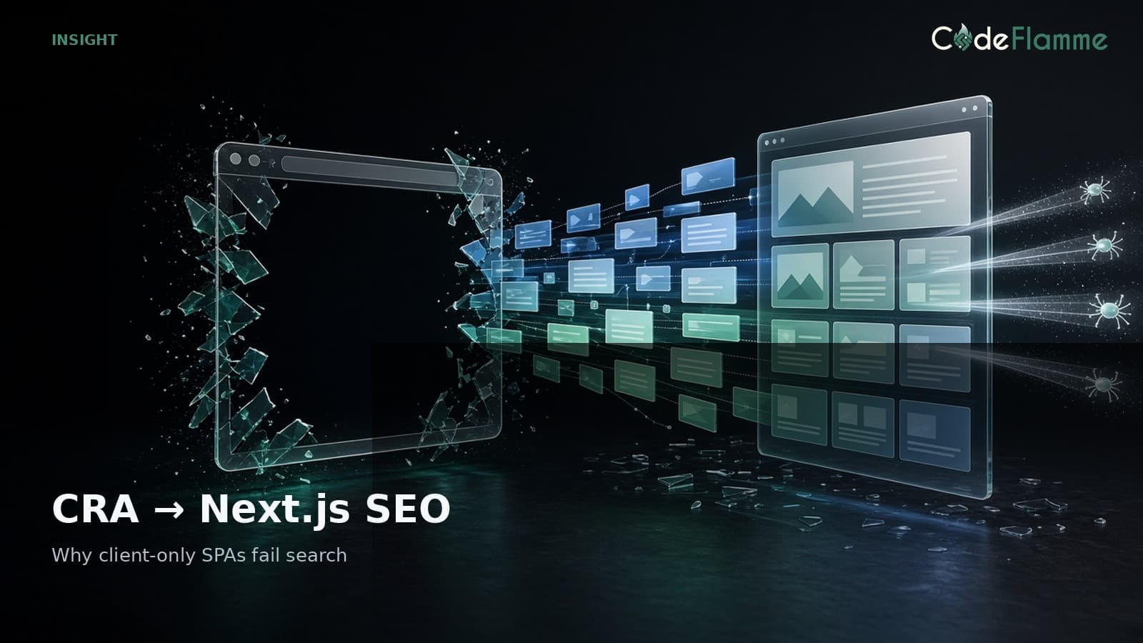 CRA → Next.js SEO: Why Client-Only SPAs Fail Search — cover illustration