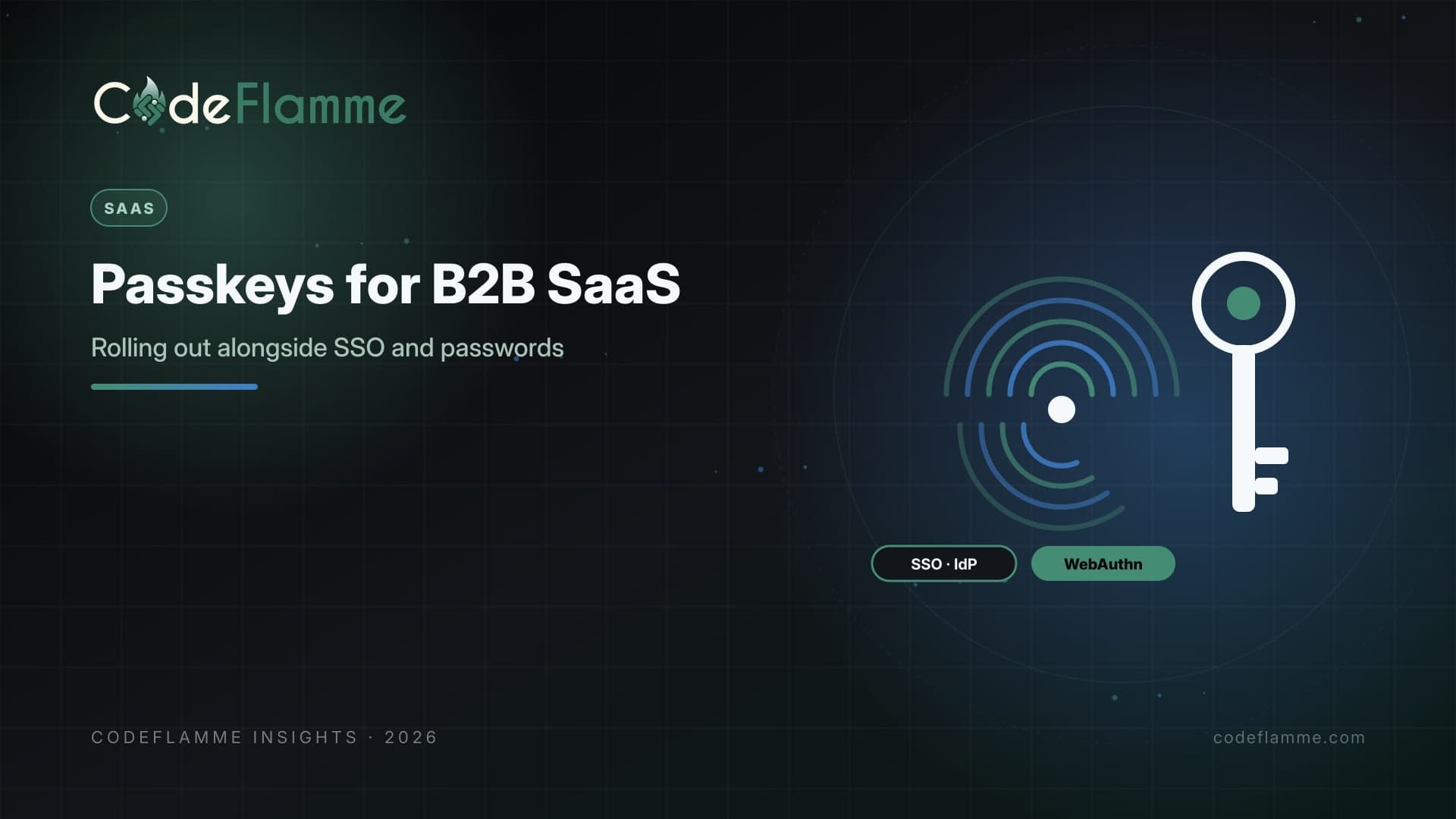 Passkeys for B2B SaaS: Rolling Out Alongside SSO and Passwords — cover illustration