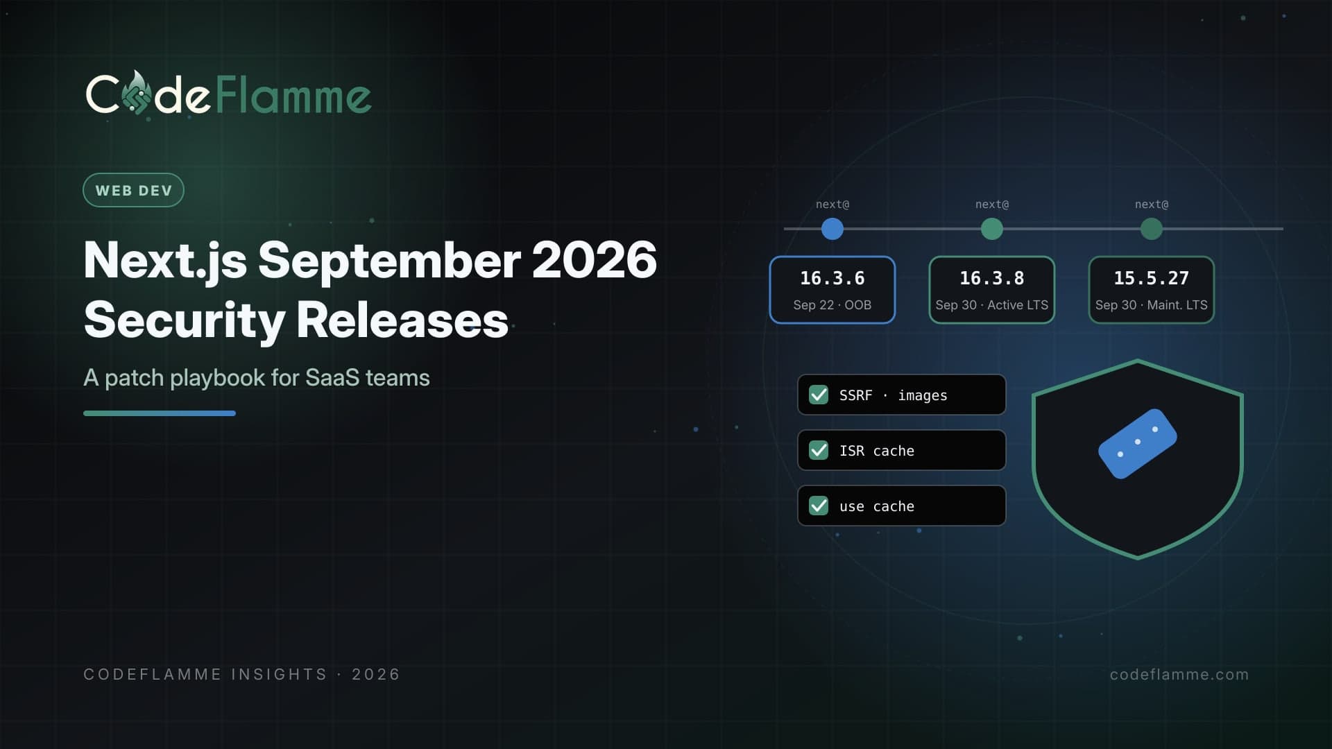 Next.js September 2026 Security Releases: A Patch Playbook for SaaS Teams — cover illustration