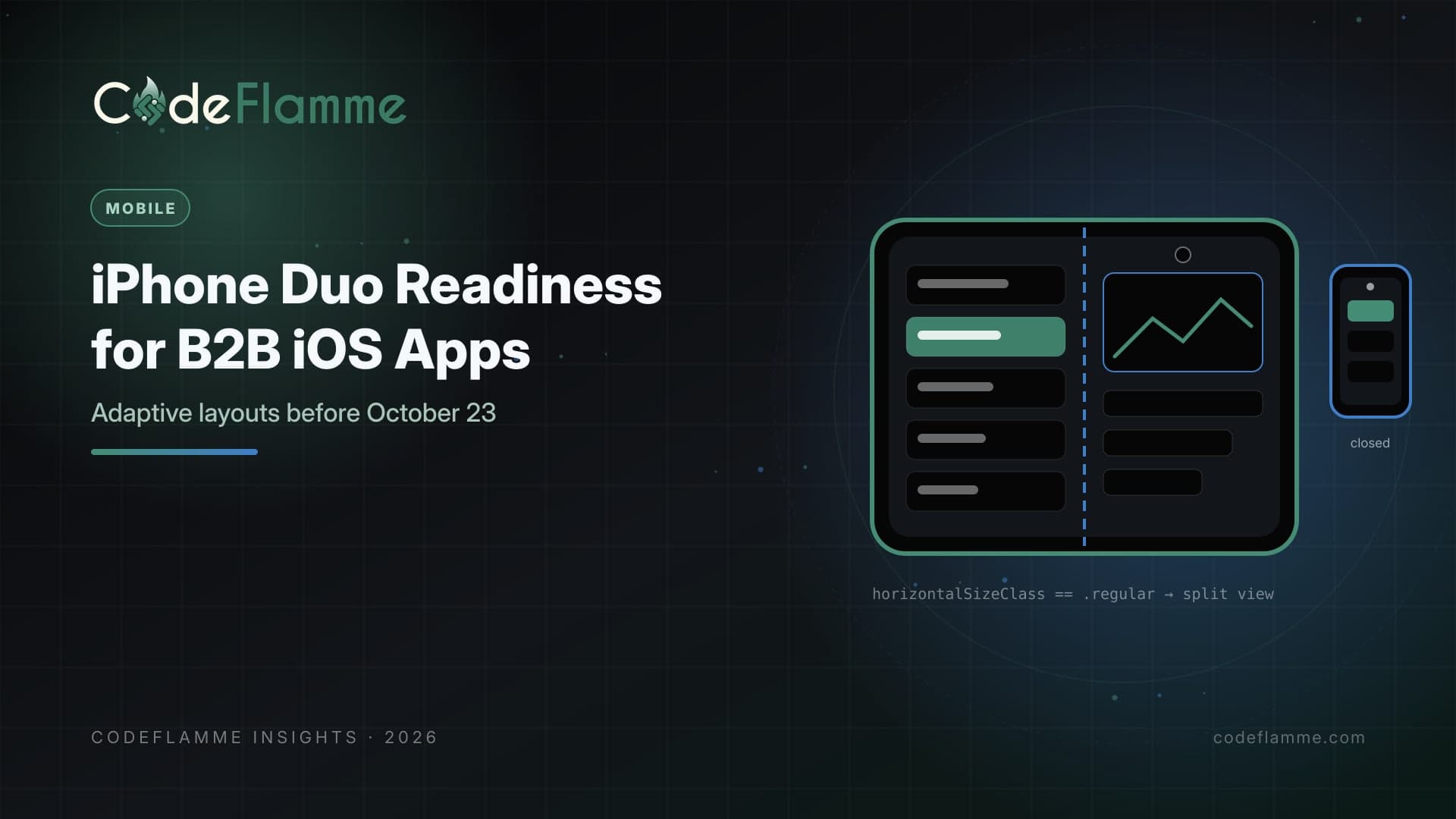 iPhone Duo Readiness: Adaptive Layouts for B2B iOS Apps Before October 23 — cover illustration