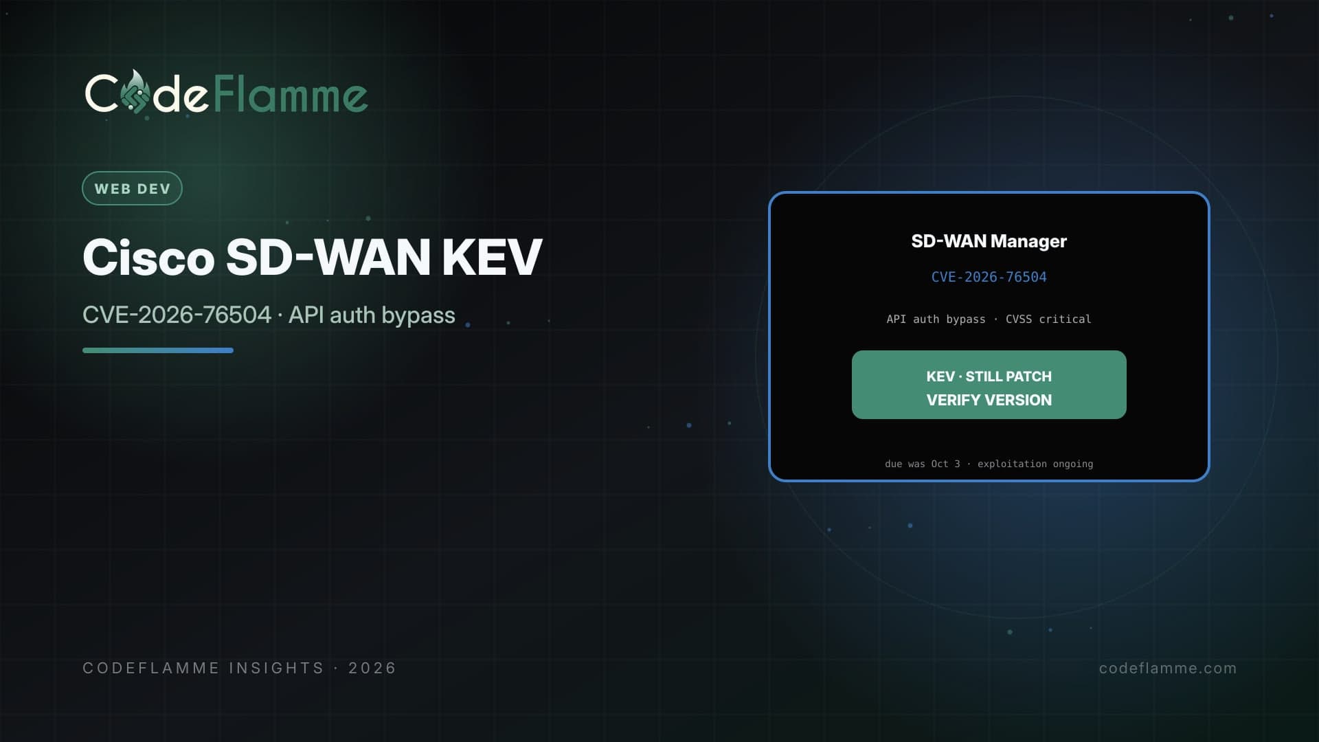 Cisco SD-WAN Manager CVE-2026-76504 in KEV: SaaS Infra Exposure Check — cover illustration